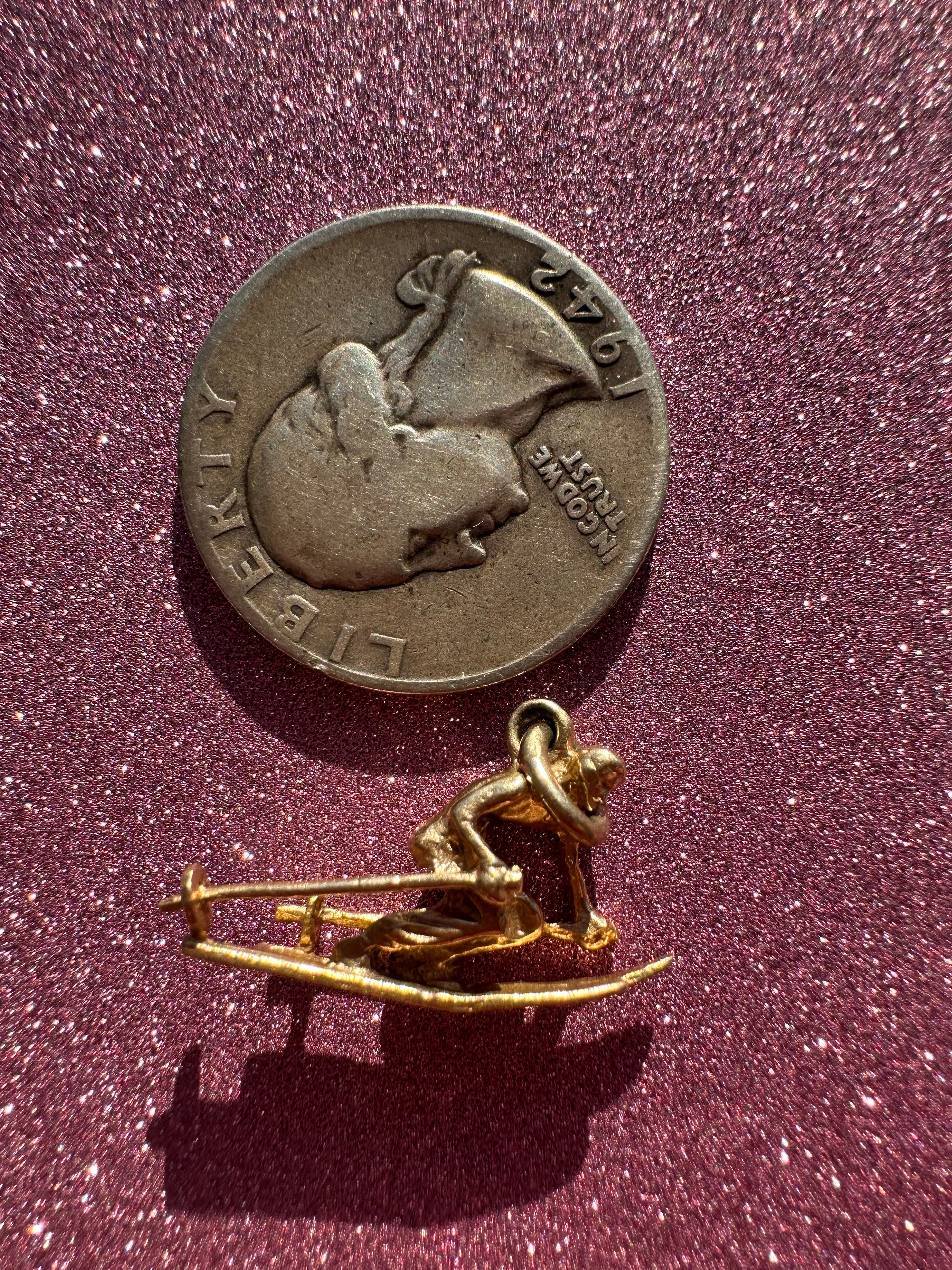 downhill skier charm
