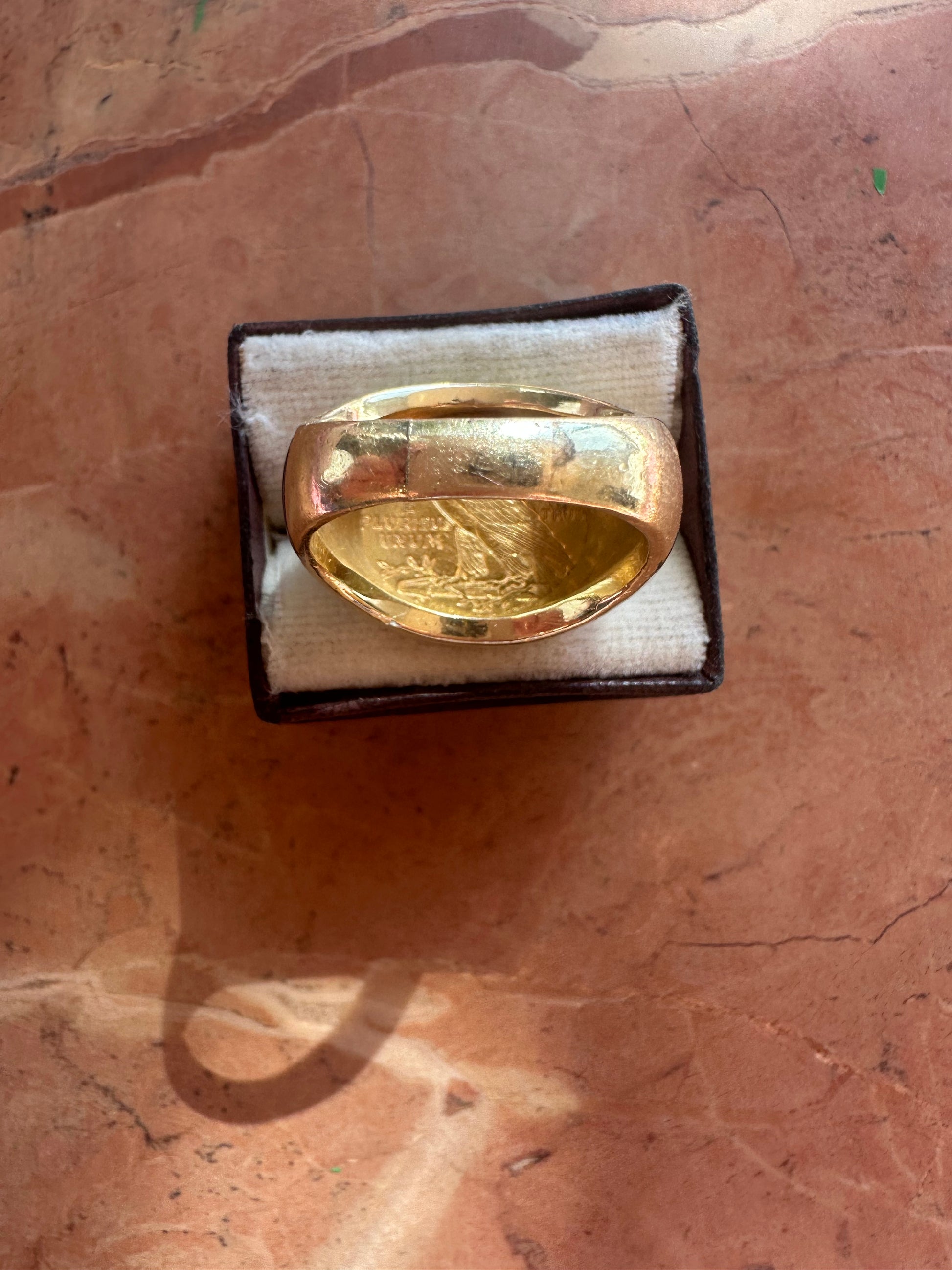 21mm coin ring with a $2.50 Indian Head gold coin