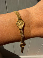 double sided coin and curb chain bracelet