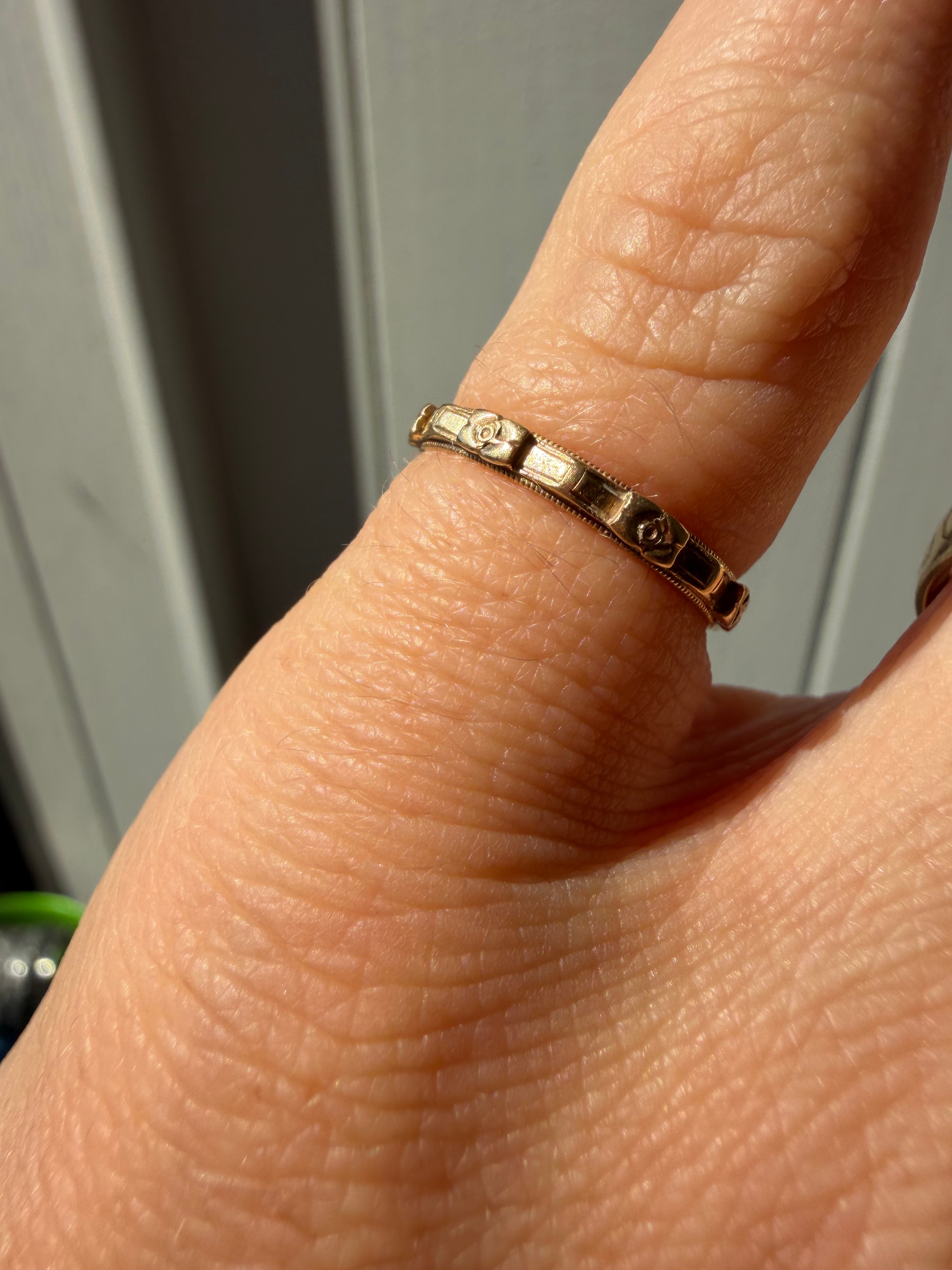 floral embossed eternity ring