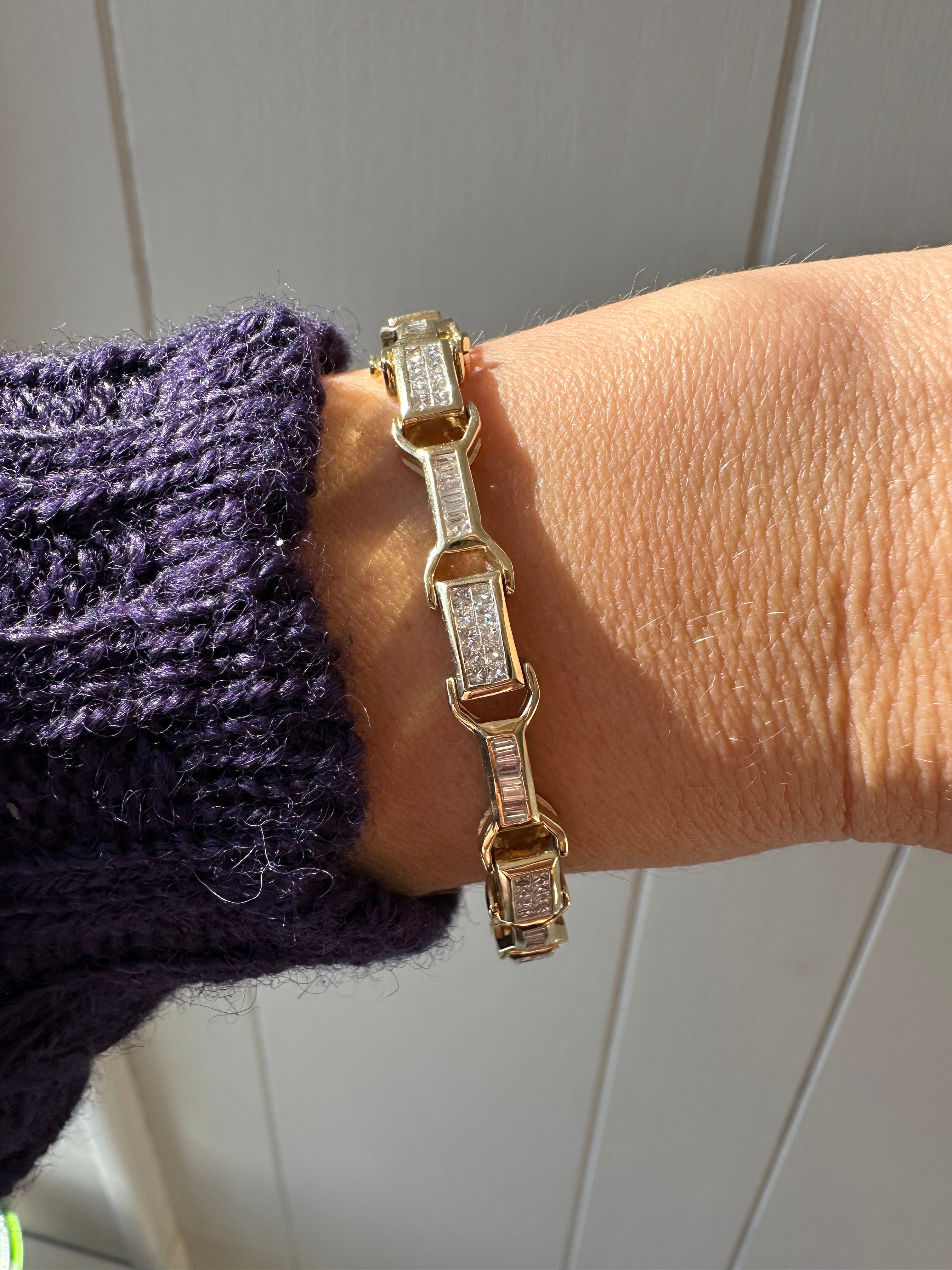 3.63carat natural diamond buckle link tennis bracelet