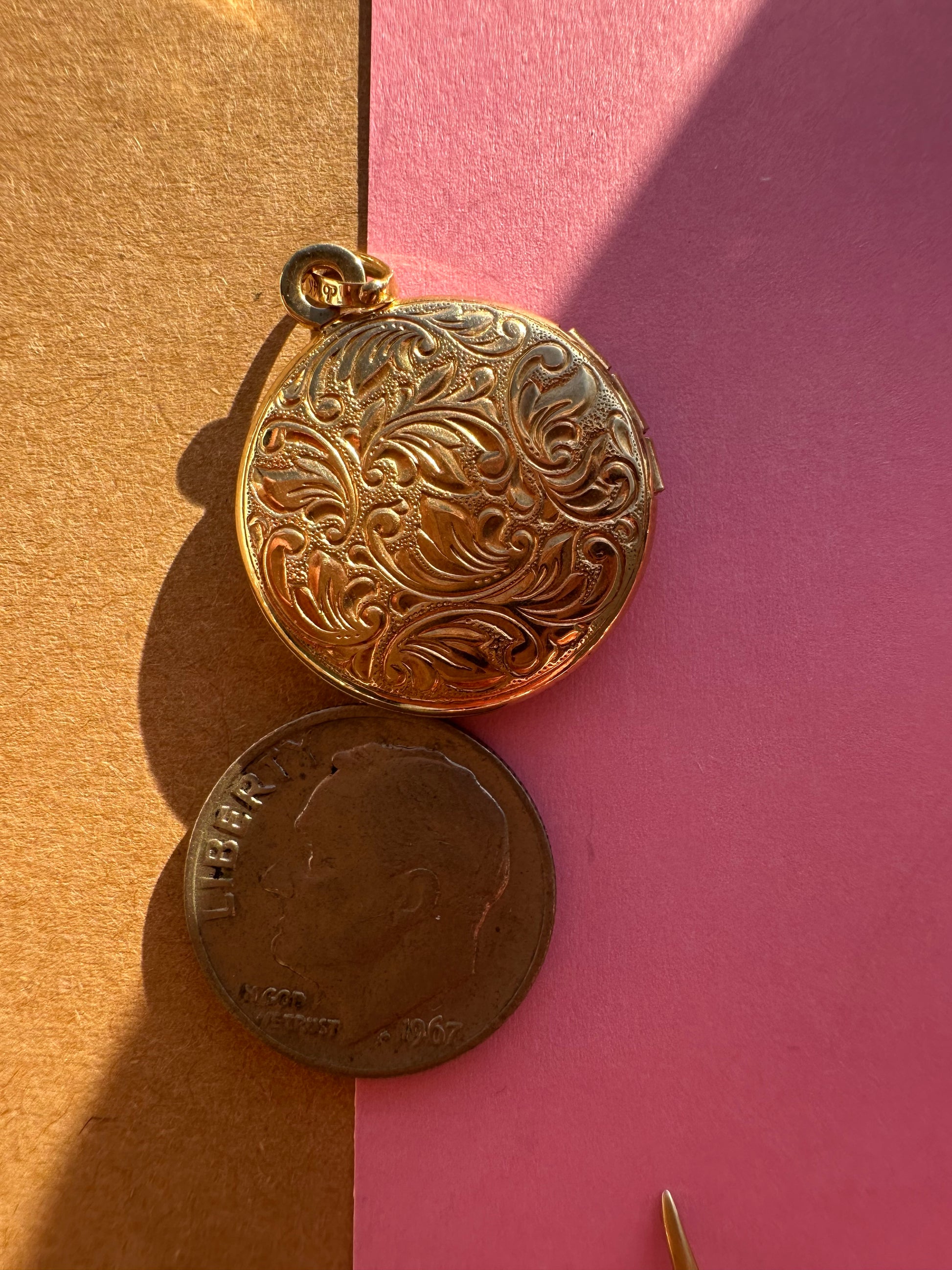 antique floral round locket