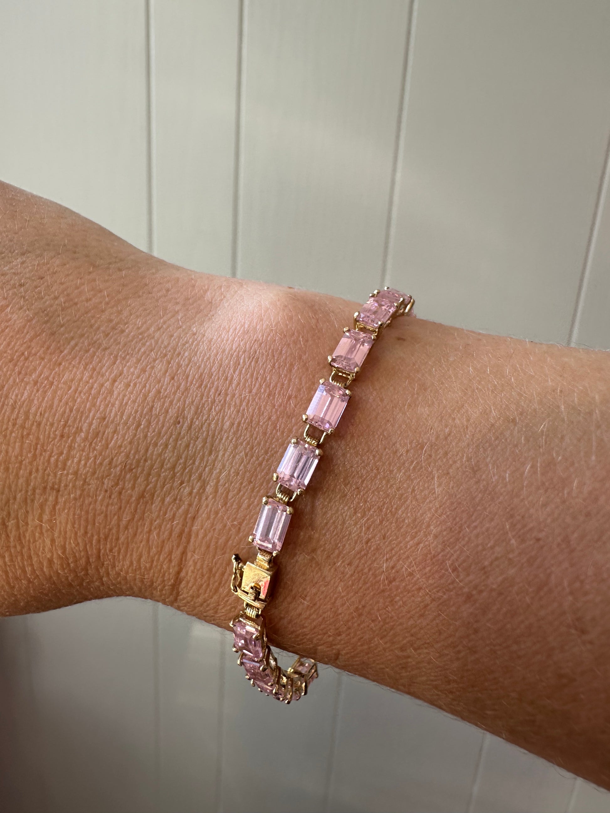 pale pink quartz tennis bracelet