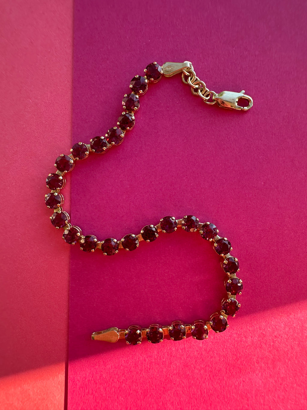 magenta pink tourmaline bracelet