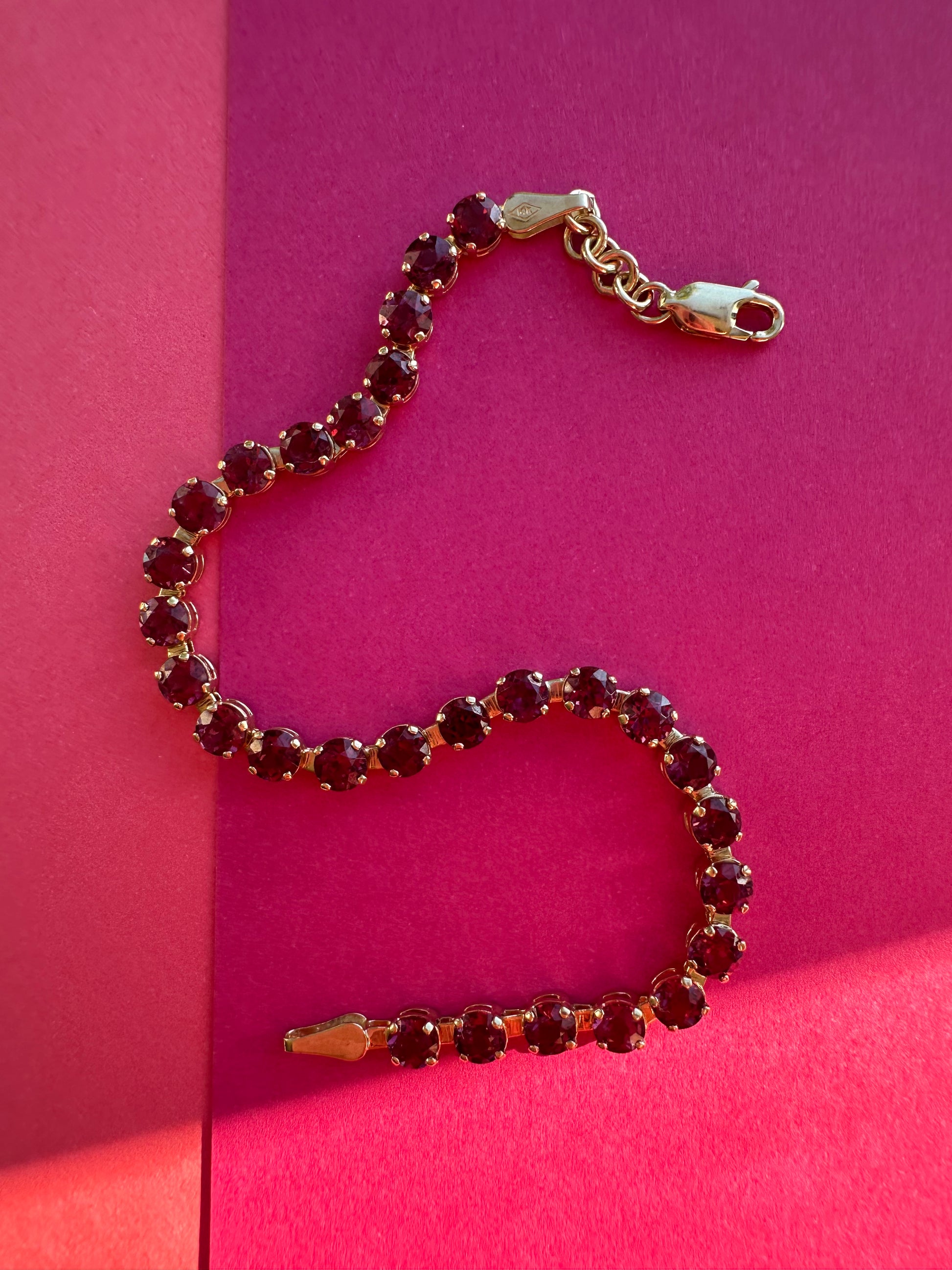 magenta pink tourmaline bracelet