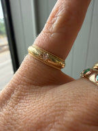 milgrain edge band with burst set diamond