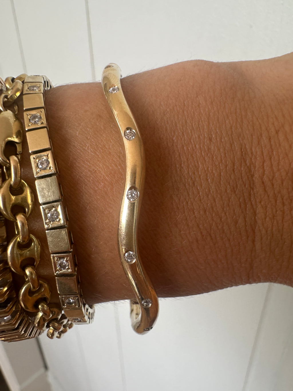 wavy diamond bangle