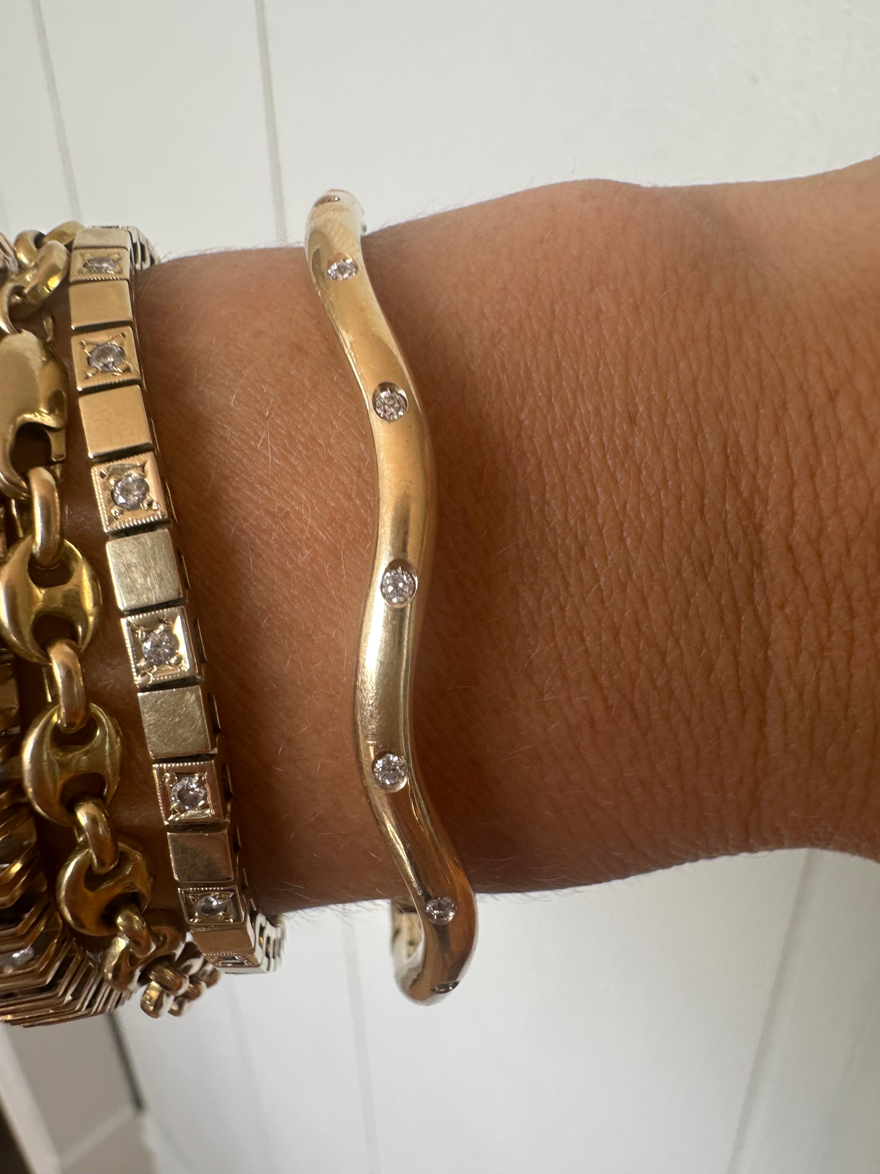 wavy diamond bangle