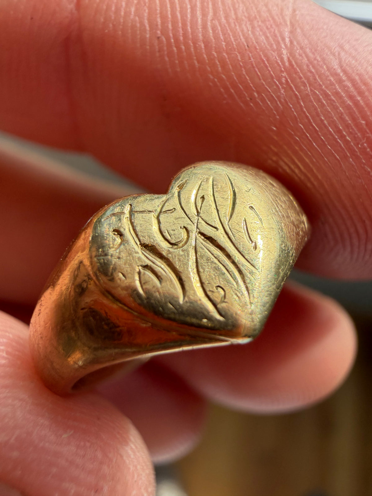 heart signet with faint engraving