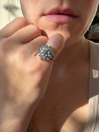 emerald and diamond burst ring
