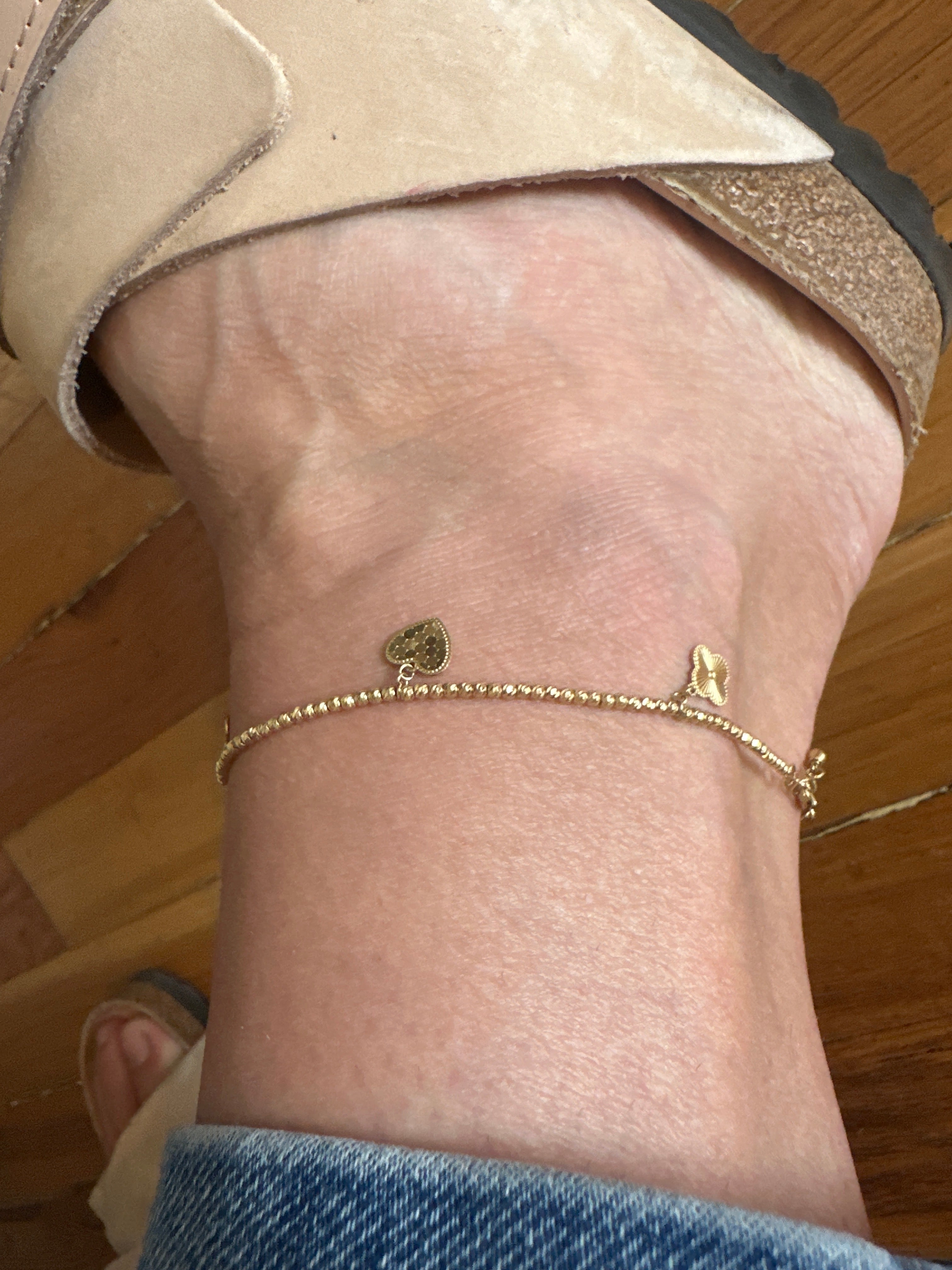 18k clover and heart anklet