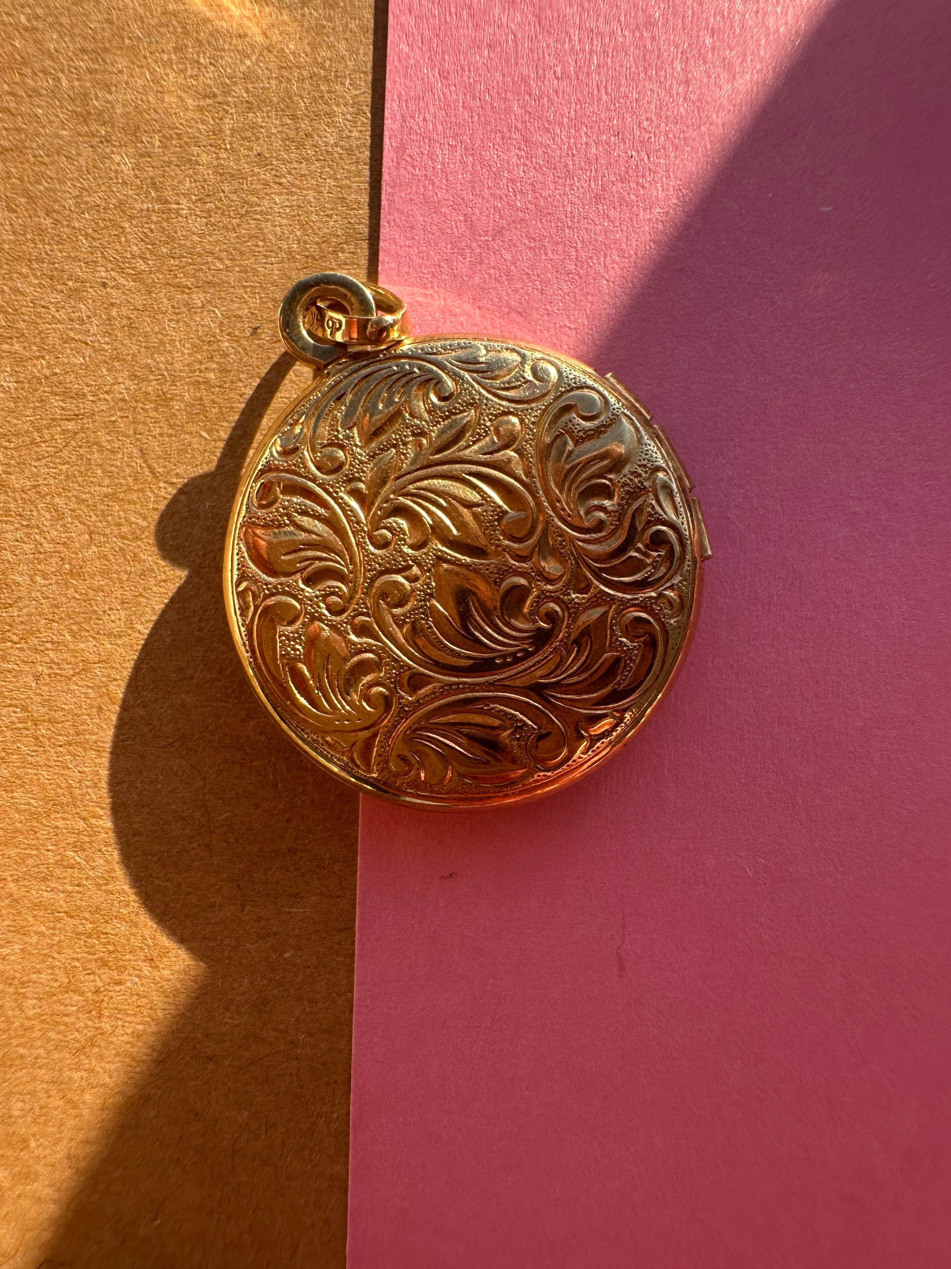 antique floral round locket