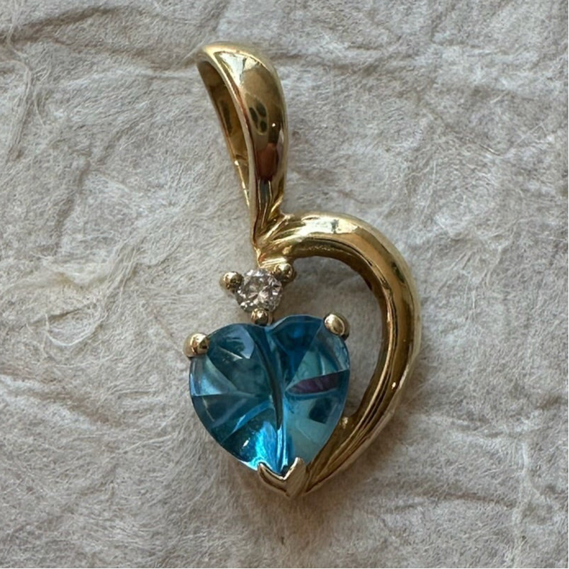 Bright Blue Topaz Swirl Pendant