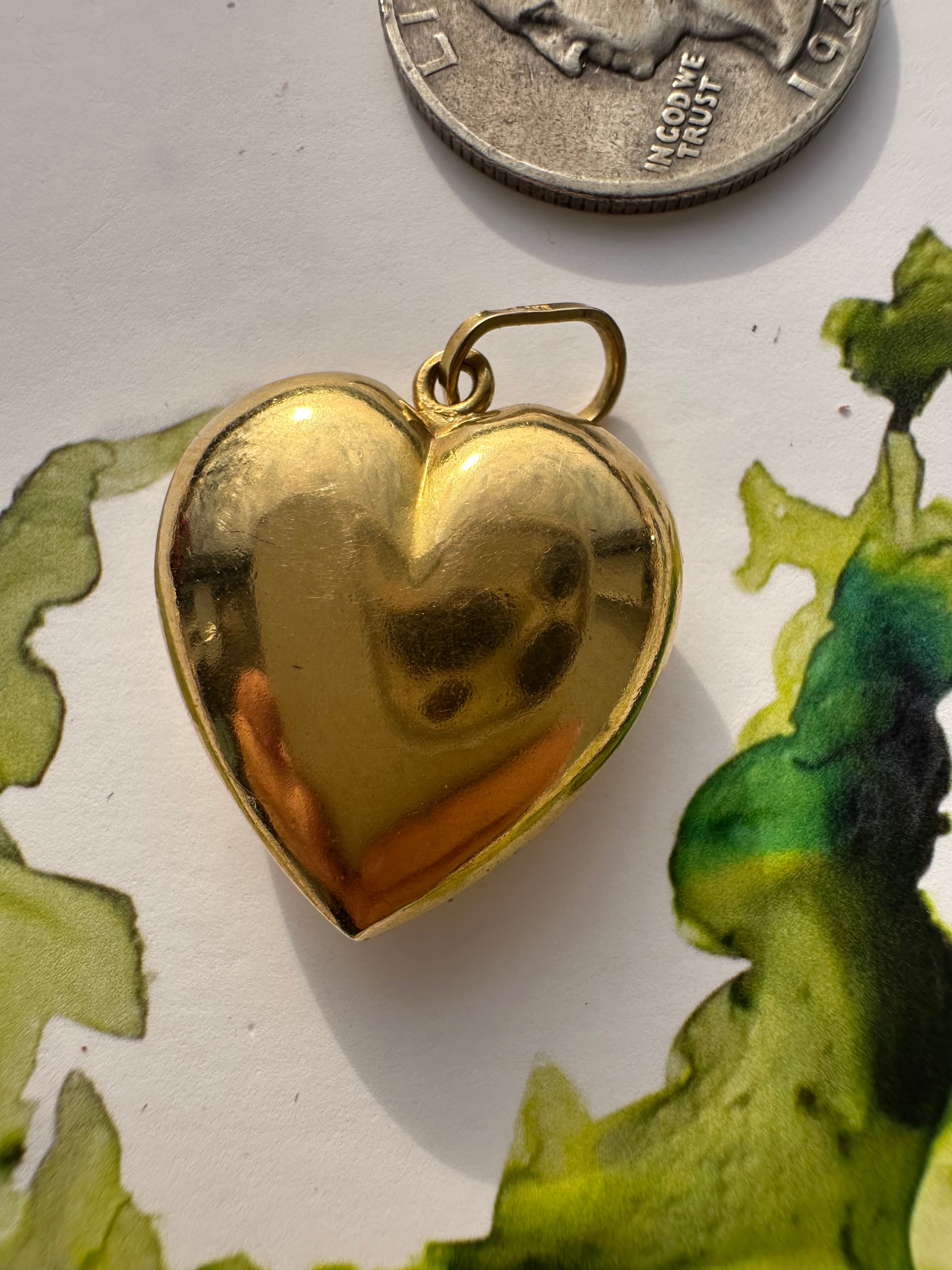oversized 18k gold puffy heart