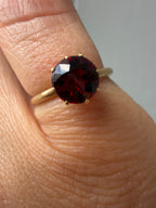 vintage JR Woods&Sons solitaire round cut garnet