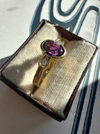 bezel set amethyst and diamond ring