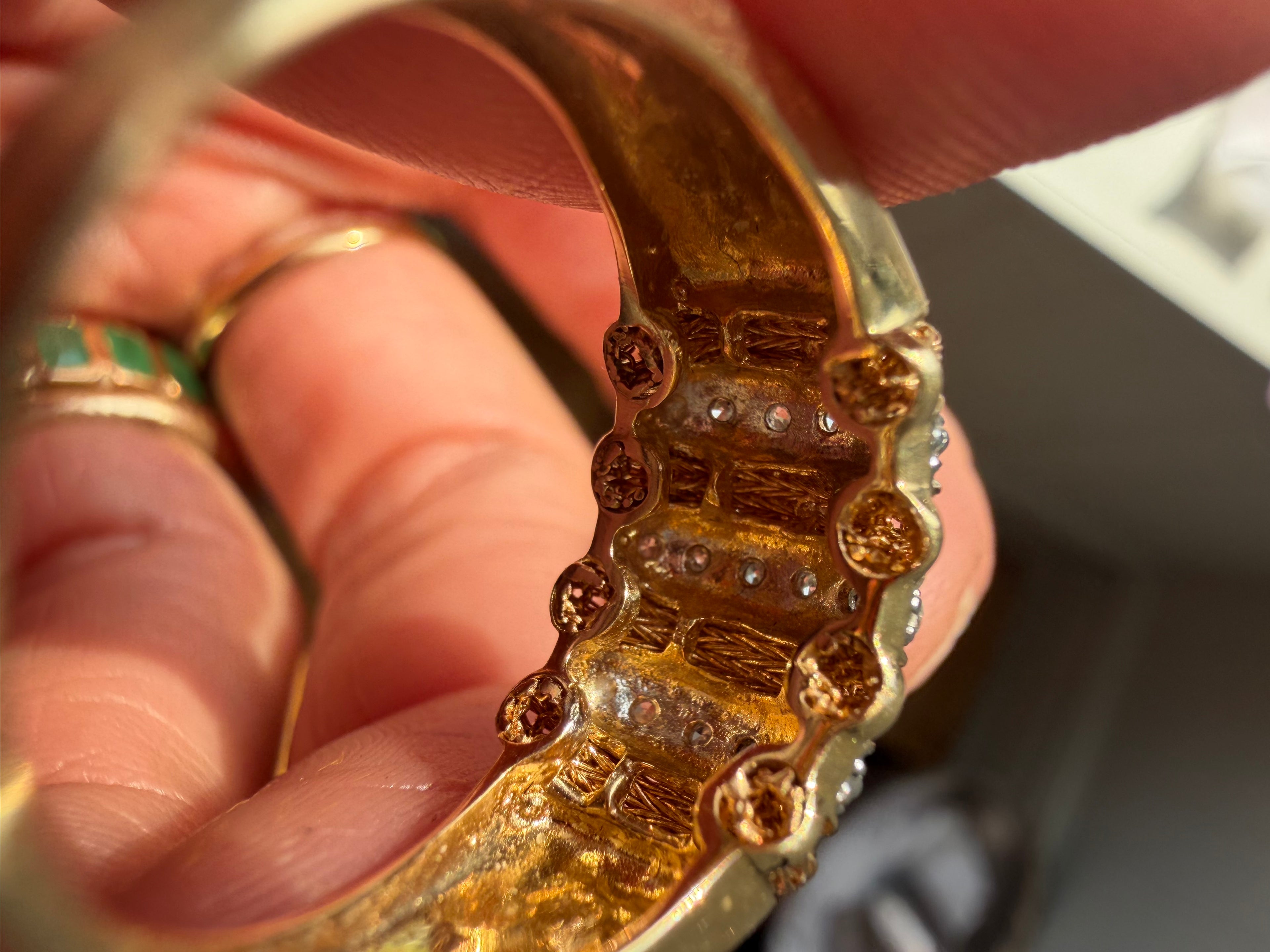 two tone textured diamond dome ring