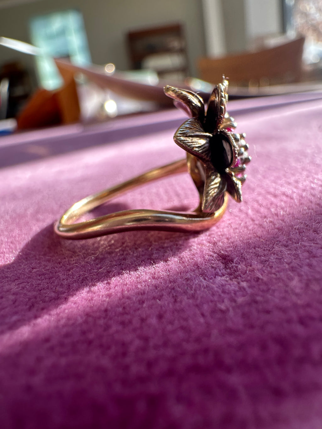 antique ruby and diamond flower