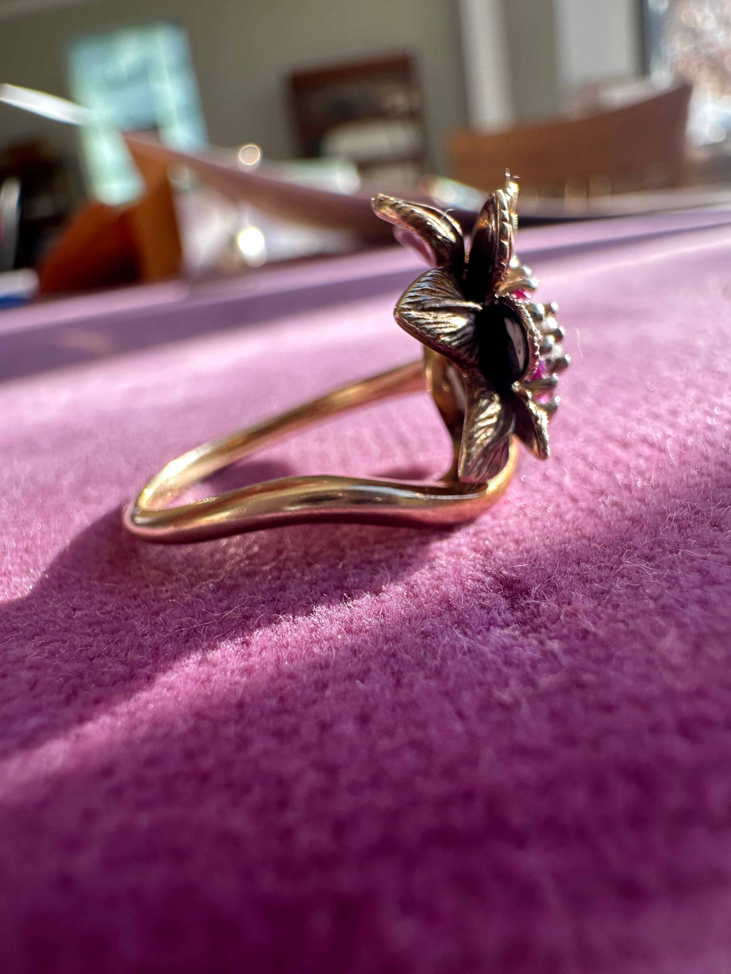 antique ruby and diamond flower