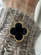 onyx clover on 18k chain