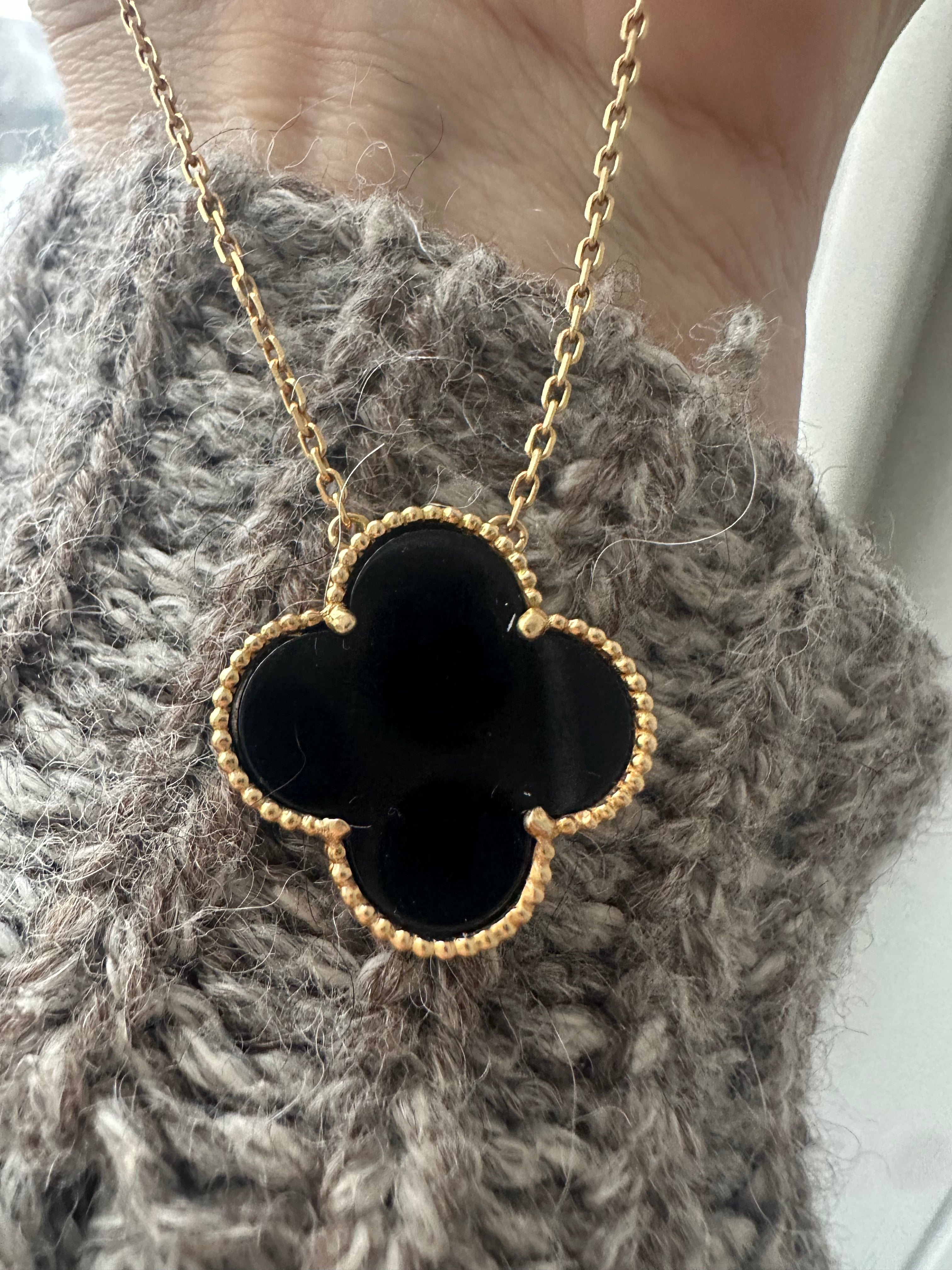 onyx clover on 18k chain