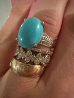 white gold diamond and turquoise ring