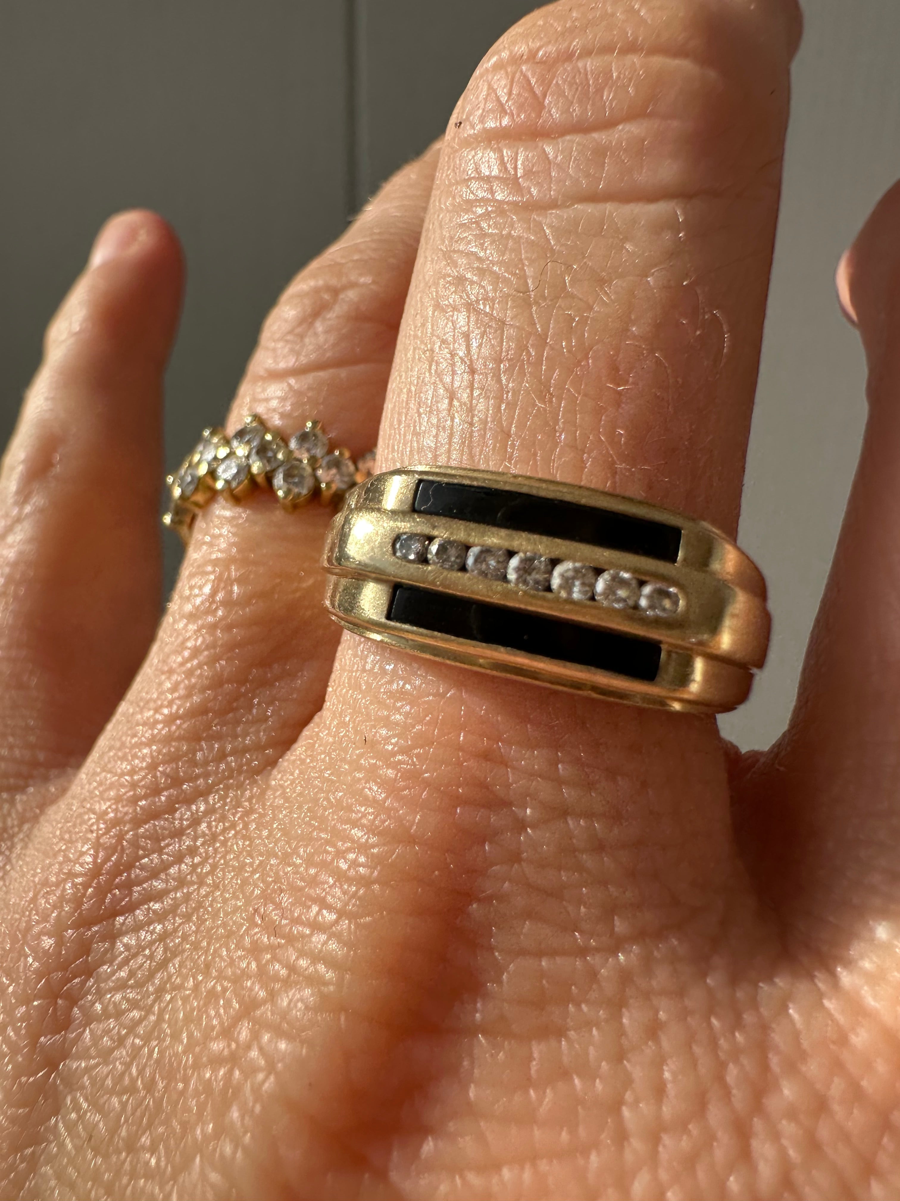 onyx and diamond striped ring