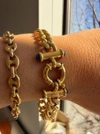 textured curb link bracelet with lapis clasp