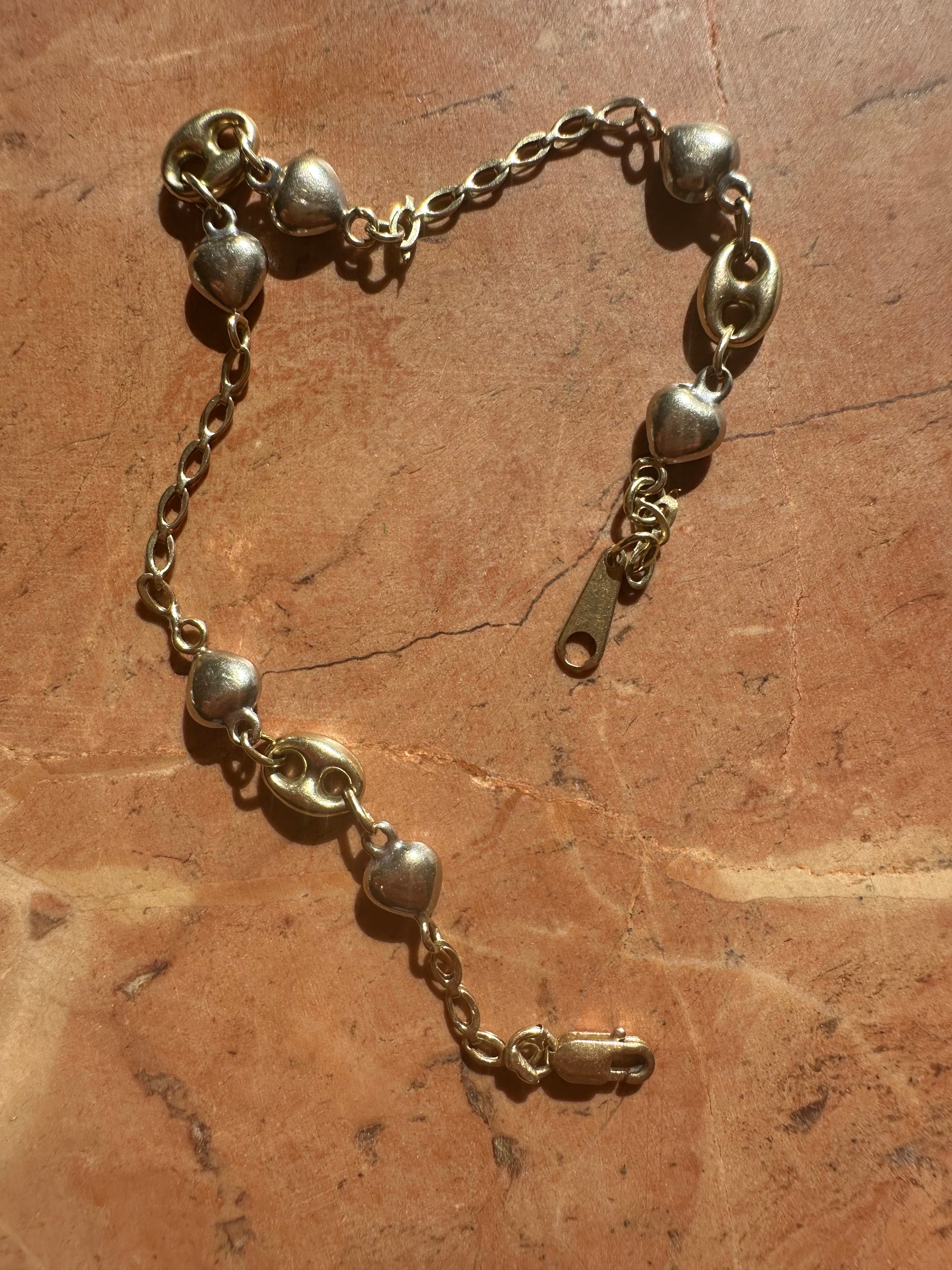 puffy heart and g*cci link bracelet