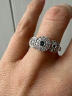 blue and white diamond ring