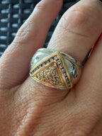 18k two tone diamond statement ring