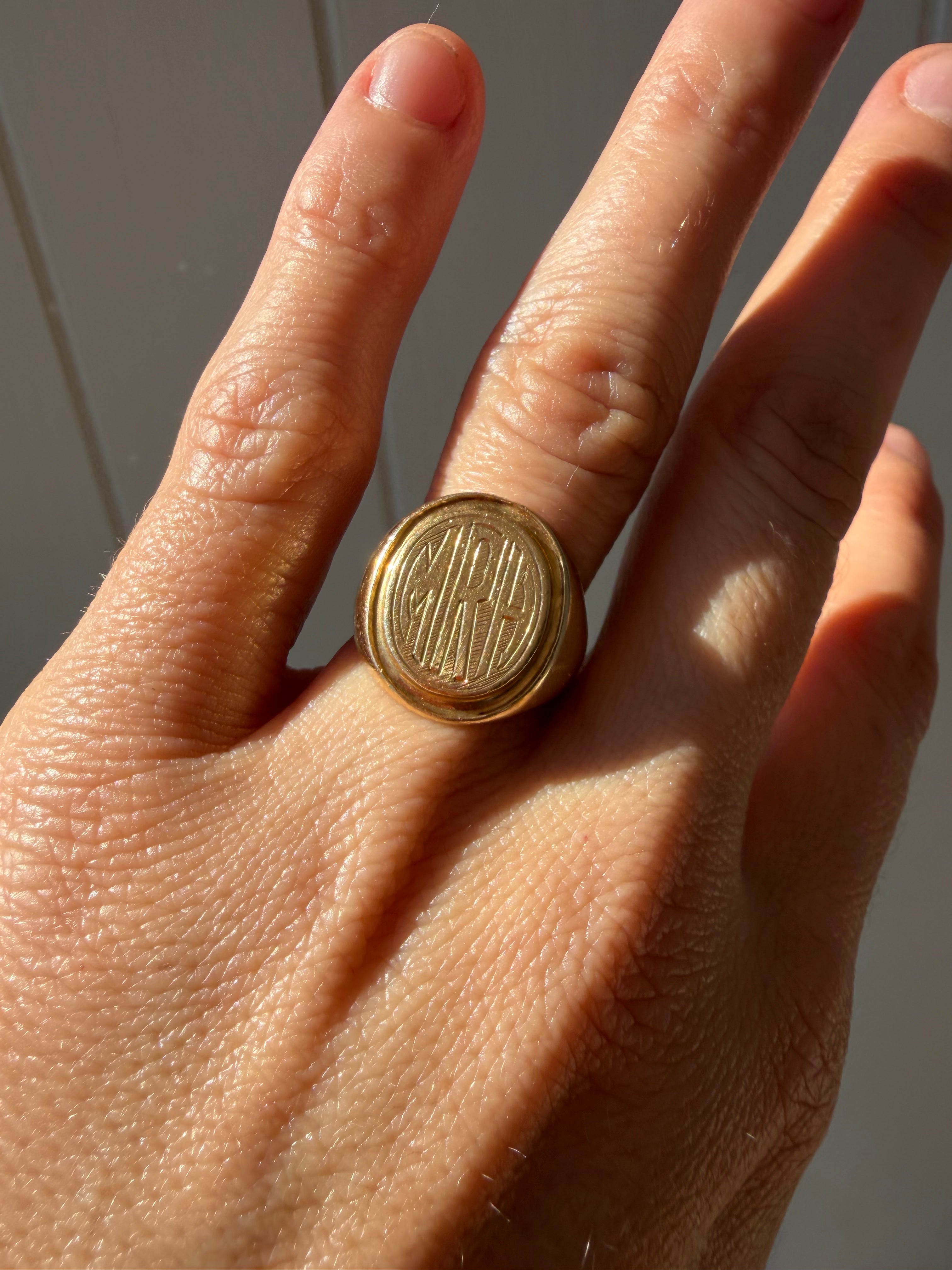 MRH engraved signet ring