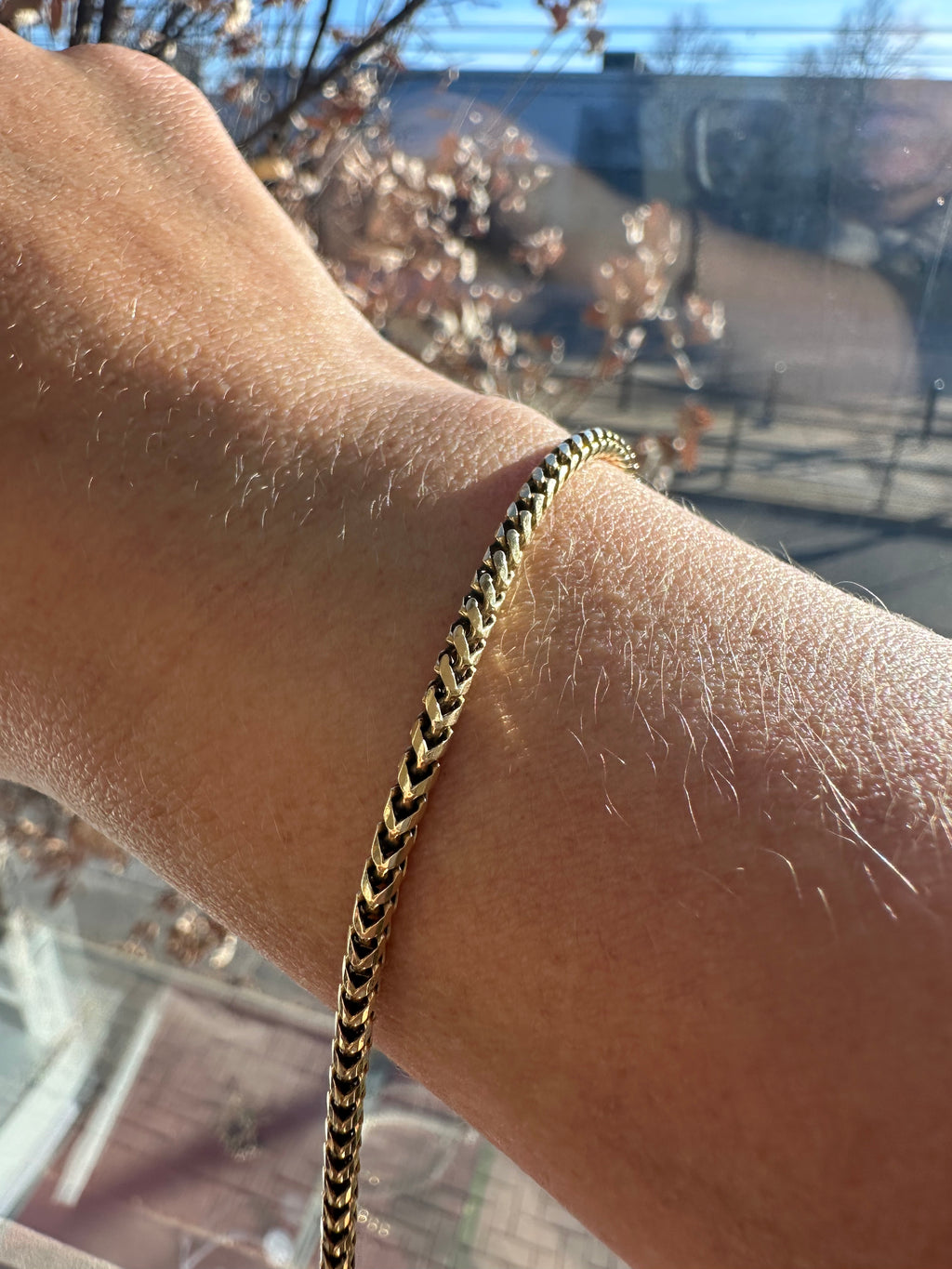 18k wheat bracelet with jingle bell