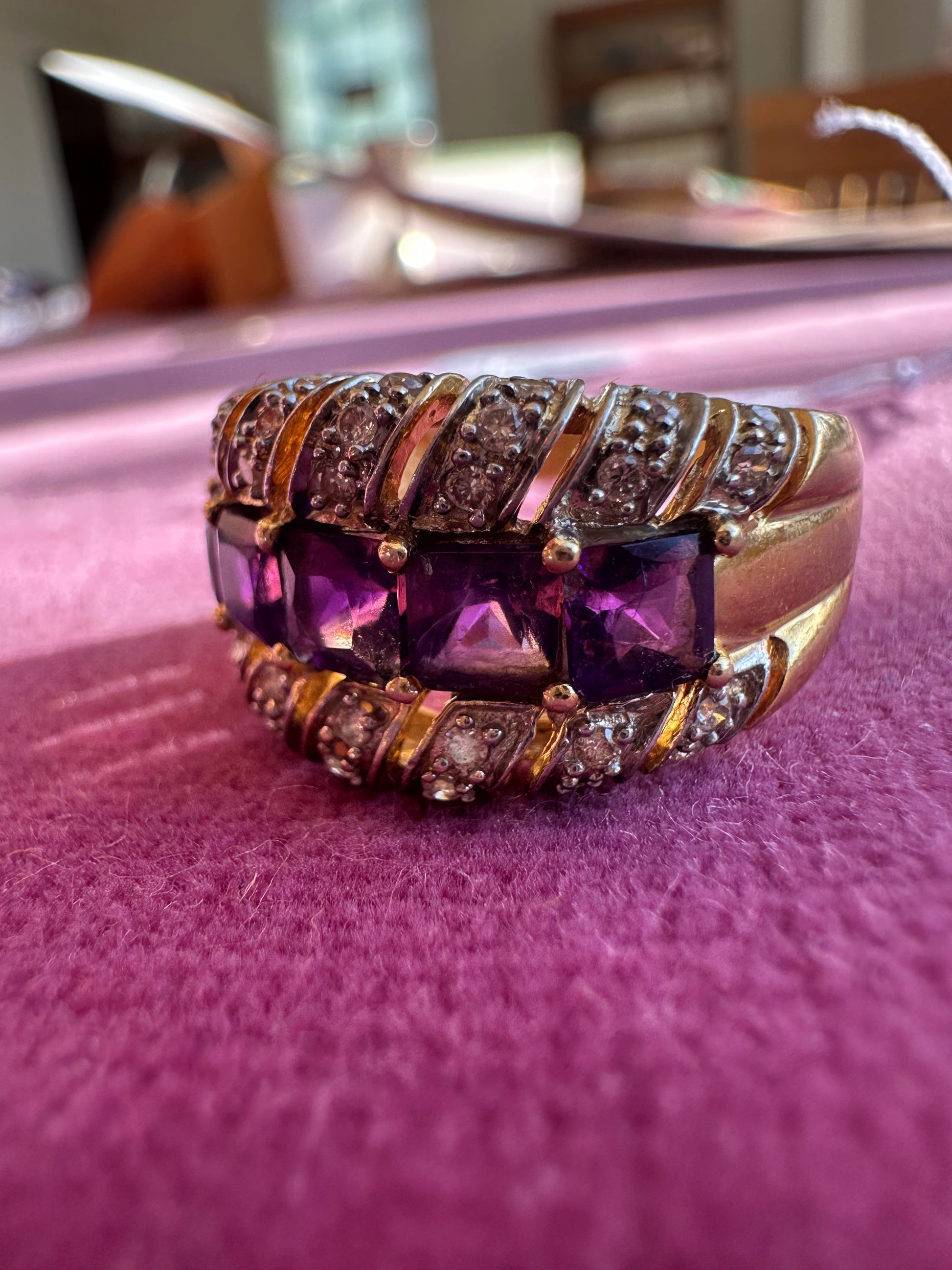 amethyst and diamond cocktail ring