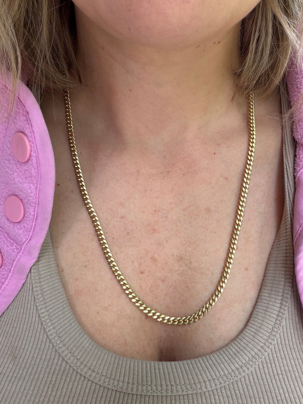 14k yellow gold puffy curb 24”