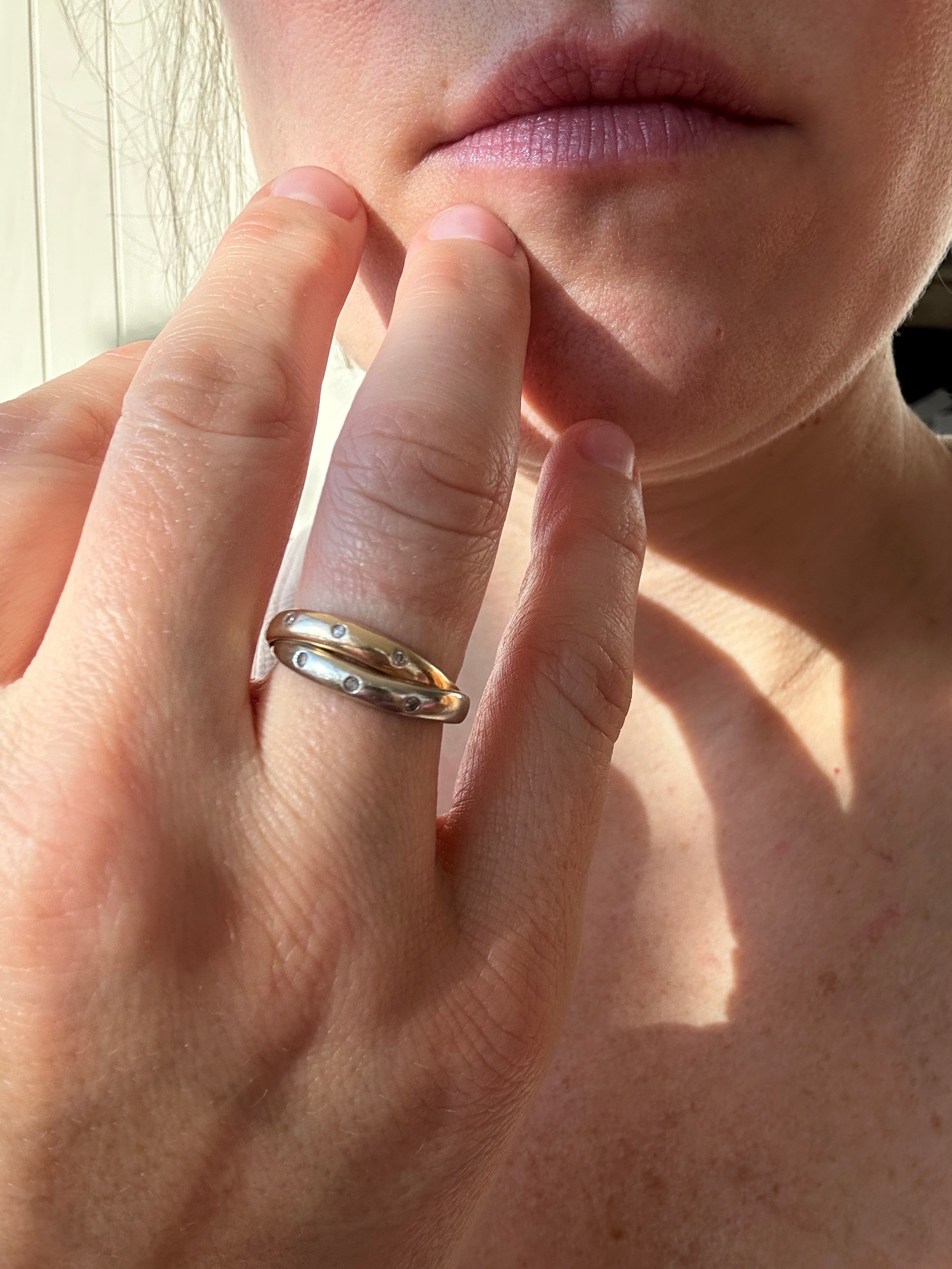 two tone sprinkle diamond band