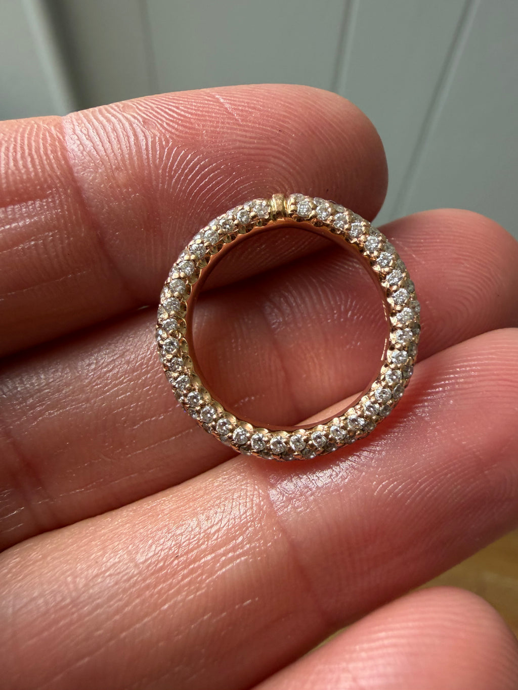 18k rose gold cobblestone diamond band