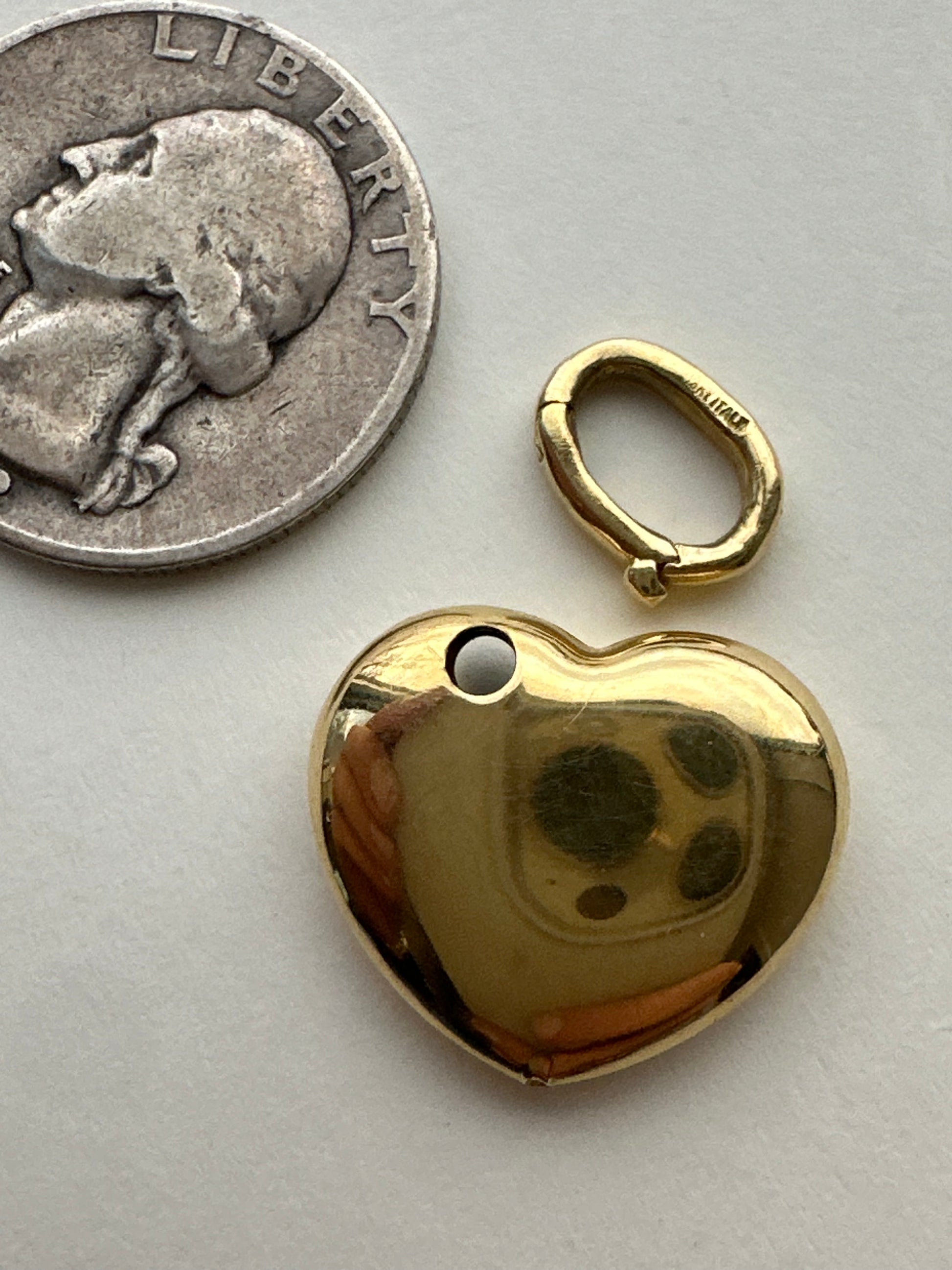 18k puffed heart with enhancer bail