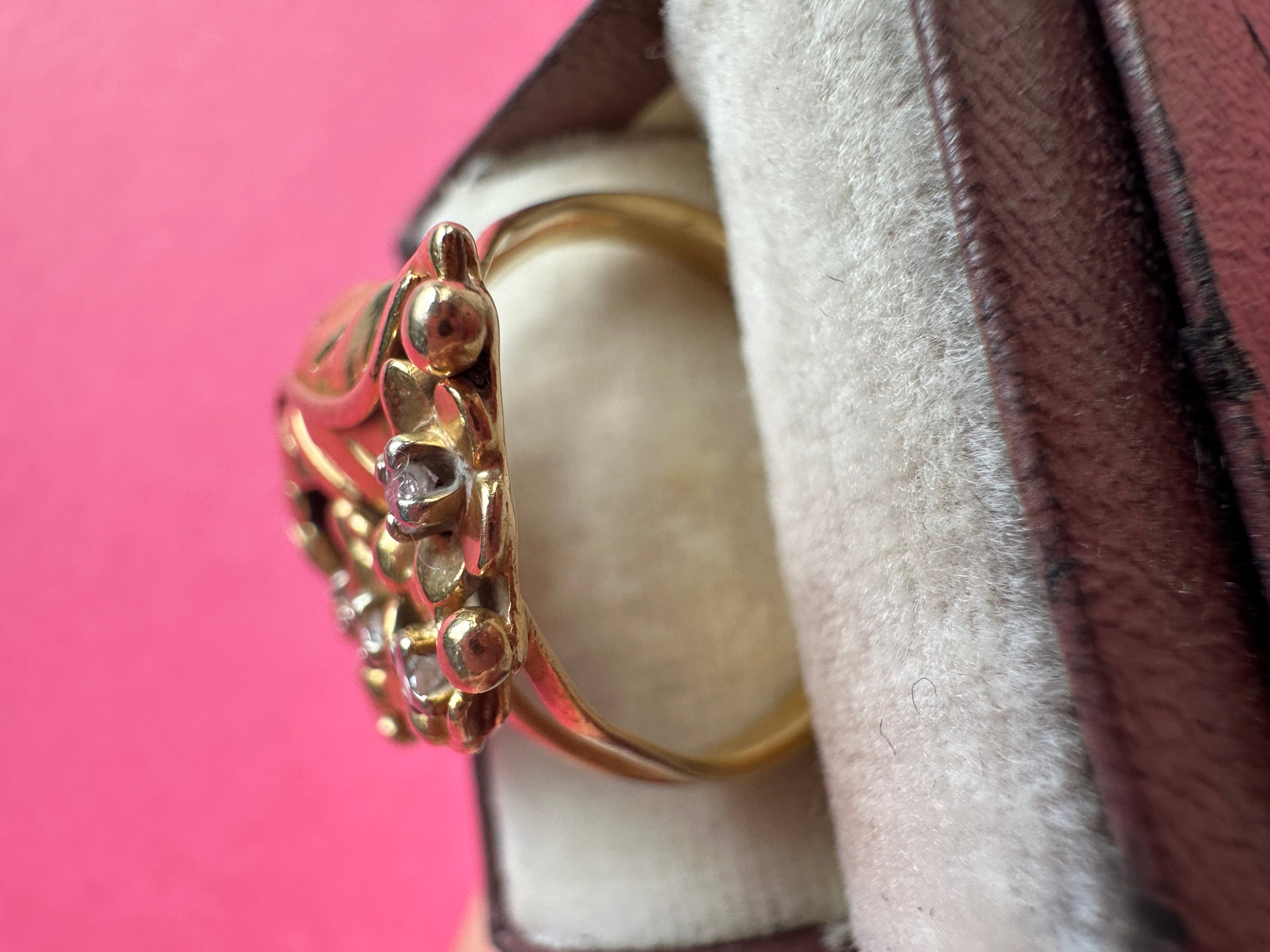 floral leaf diamond ring