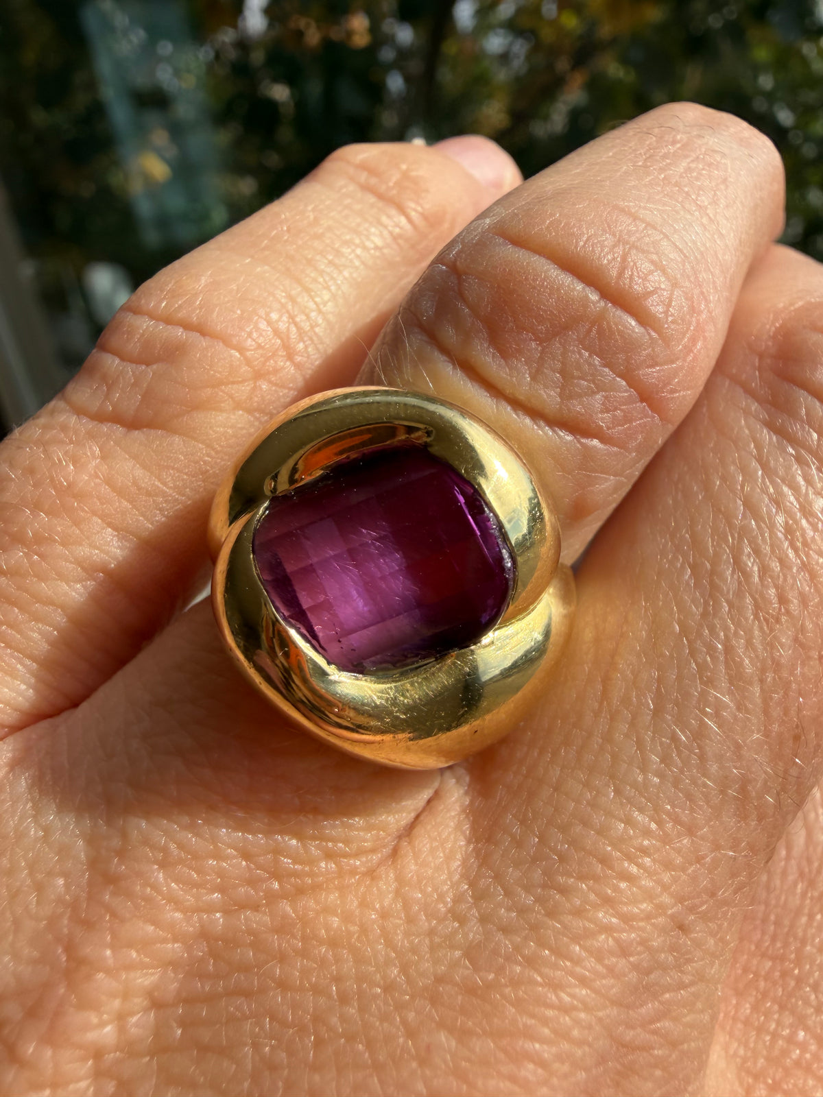 chunky 18k amethyst ring