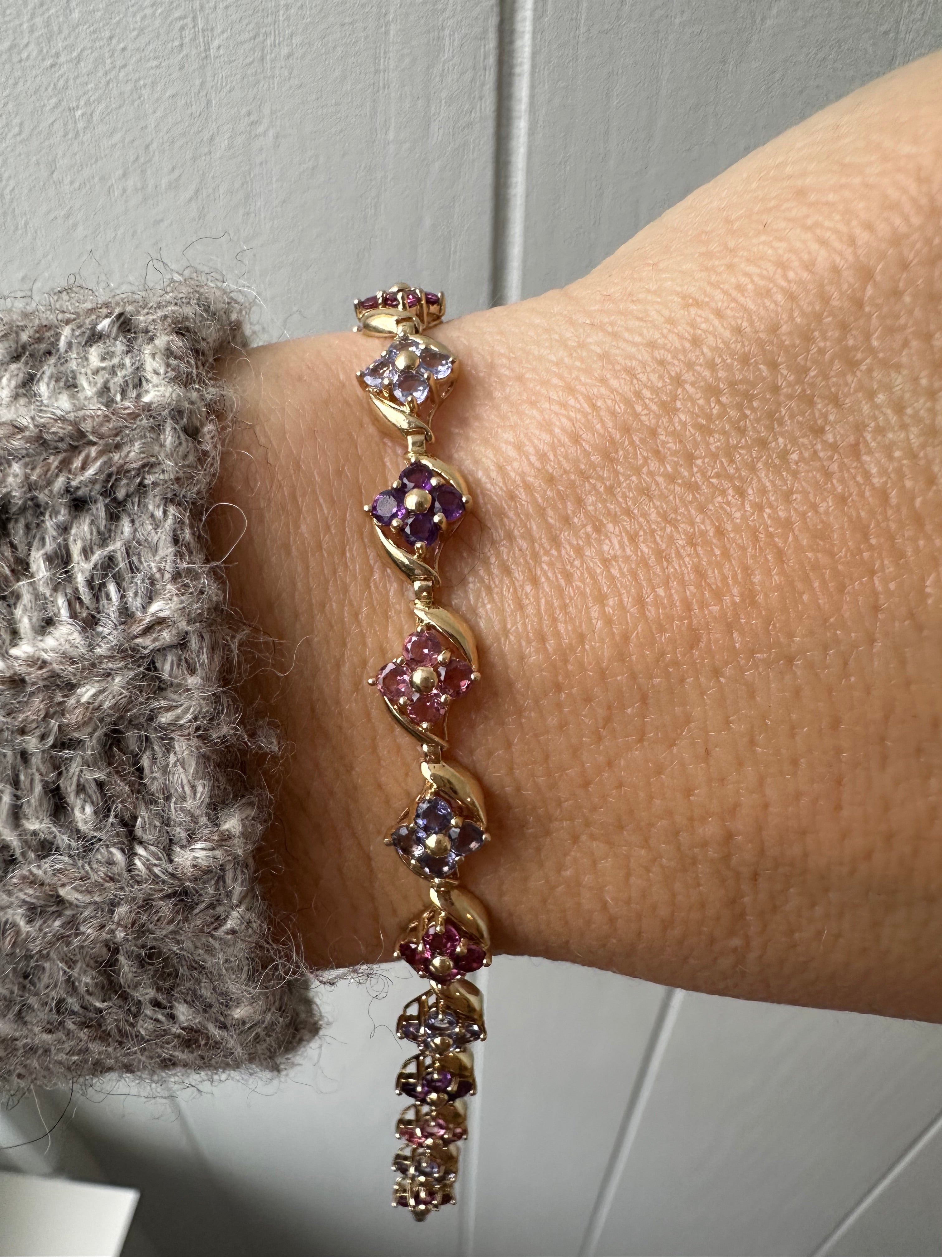 pink and purple flowers bracelet