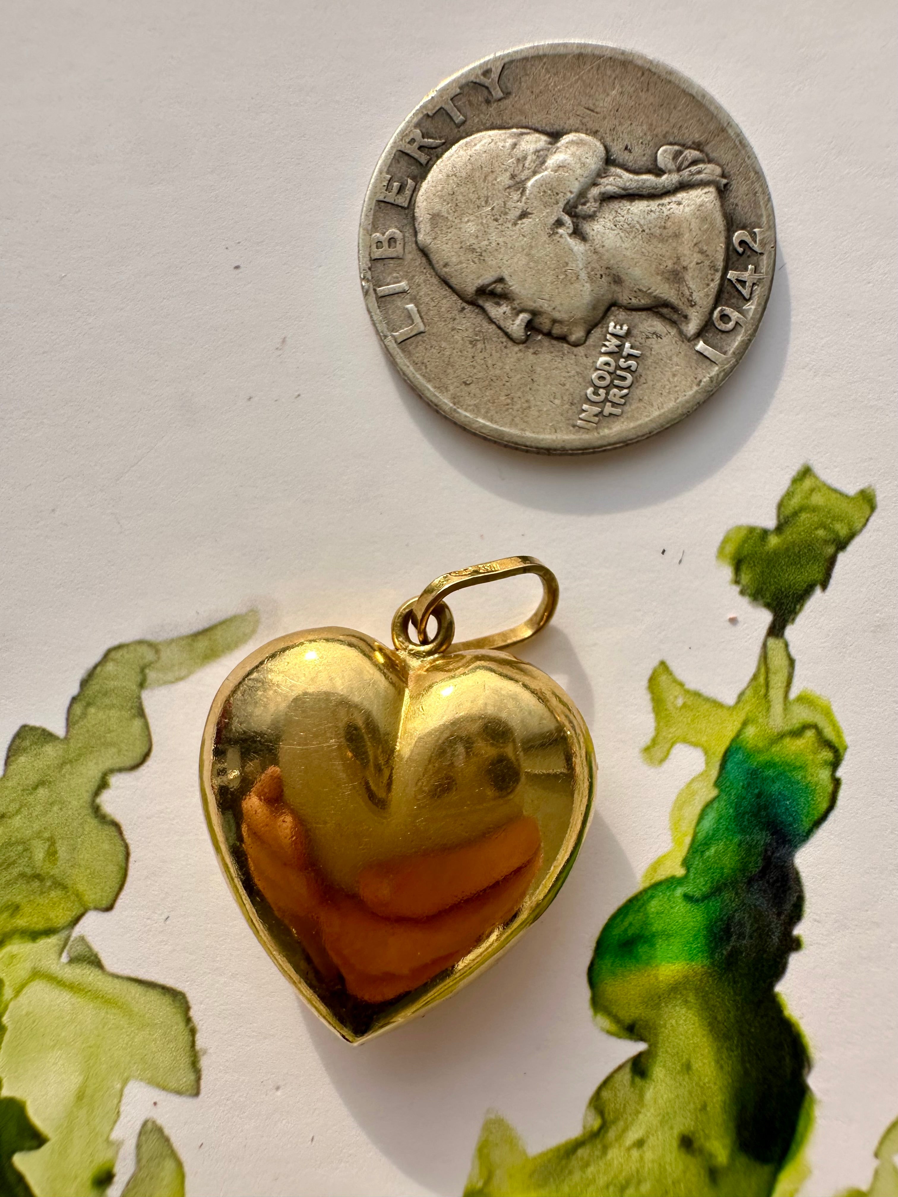 oversized 18k gold puffy heart
