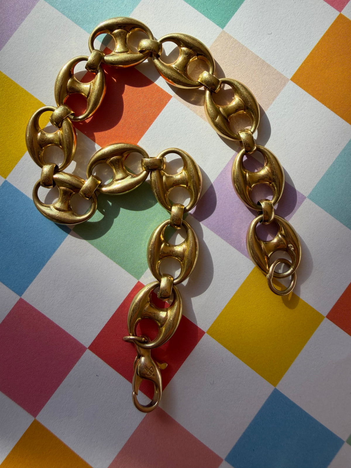 18k gold puffy g*cci link mariner bracelet