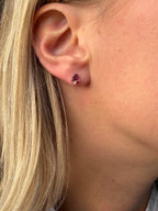 pink tourmaline and diamond stud