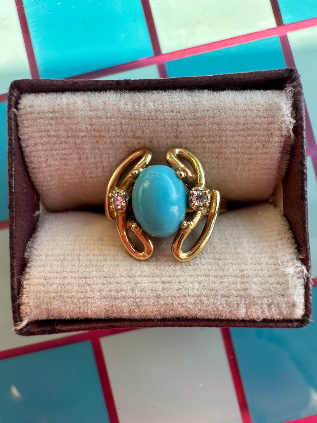 Turquoise and diamond ring