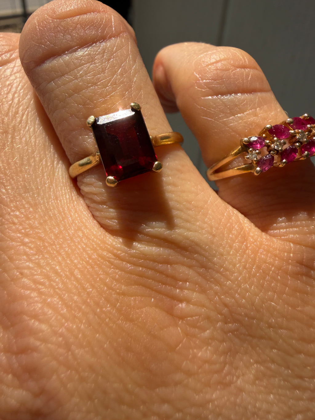emerald cut garnet ring