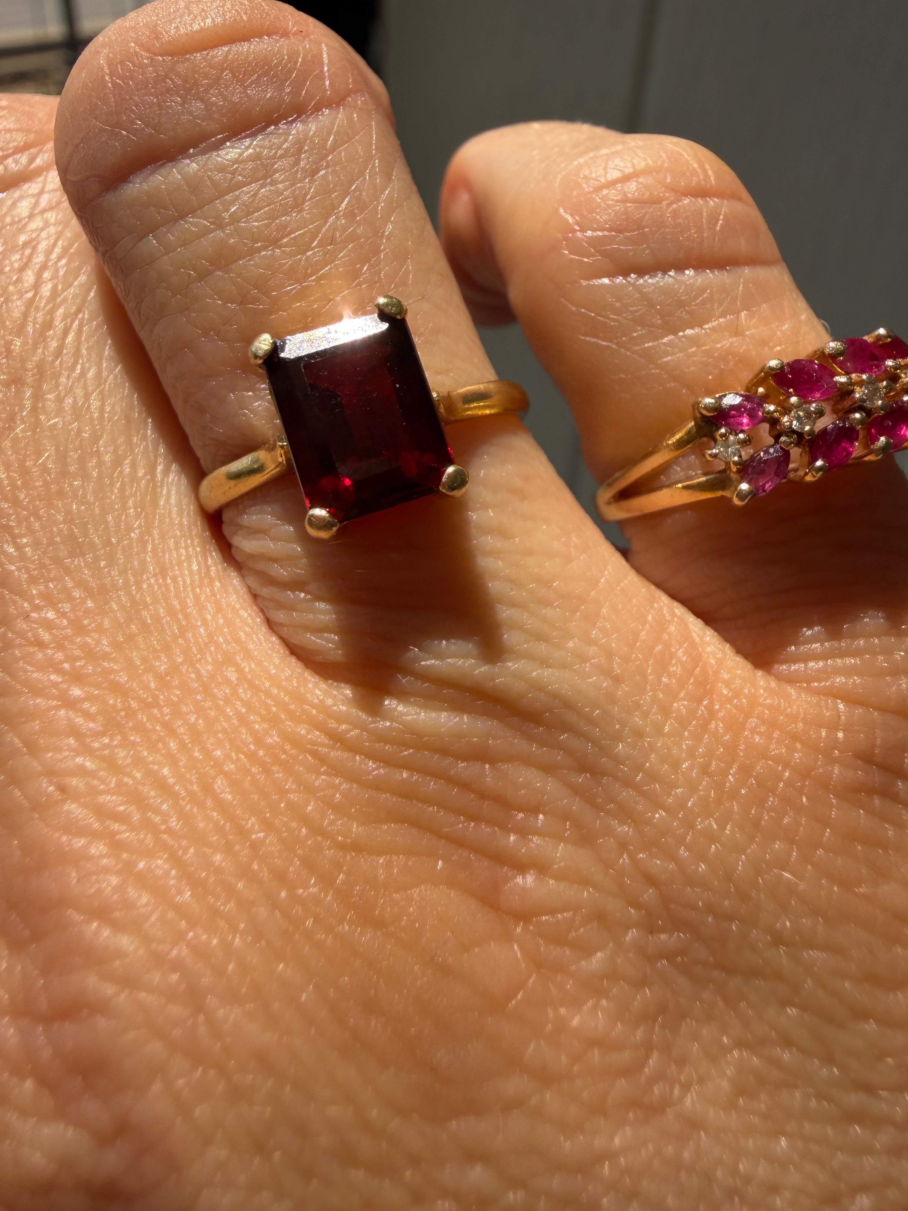 emerald cut garnet ring