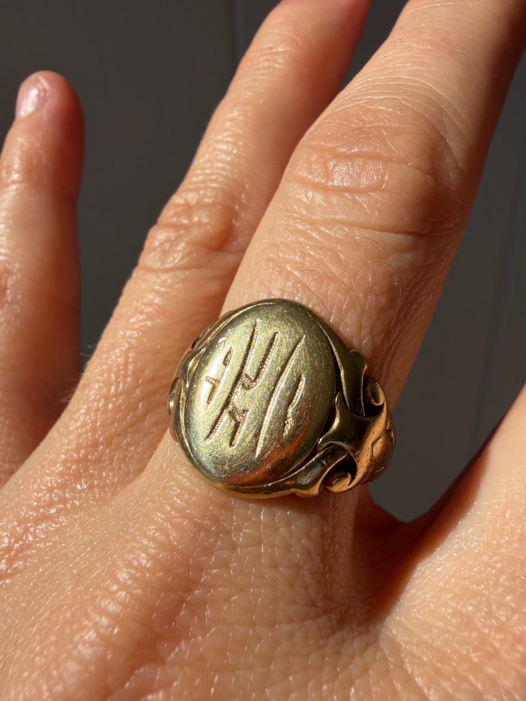 hand engraved c1928 signet ring