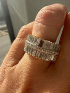 chunky emerald and round cut diamond band