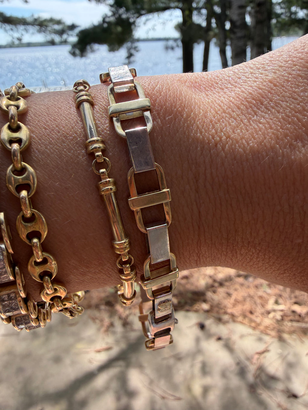 two tone link bracelets